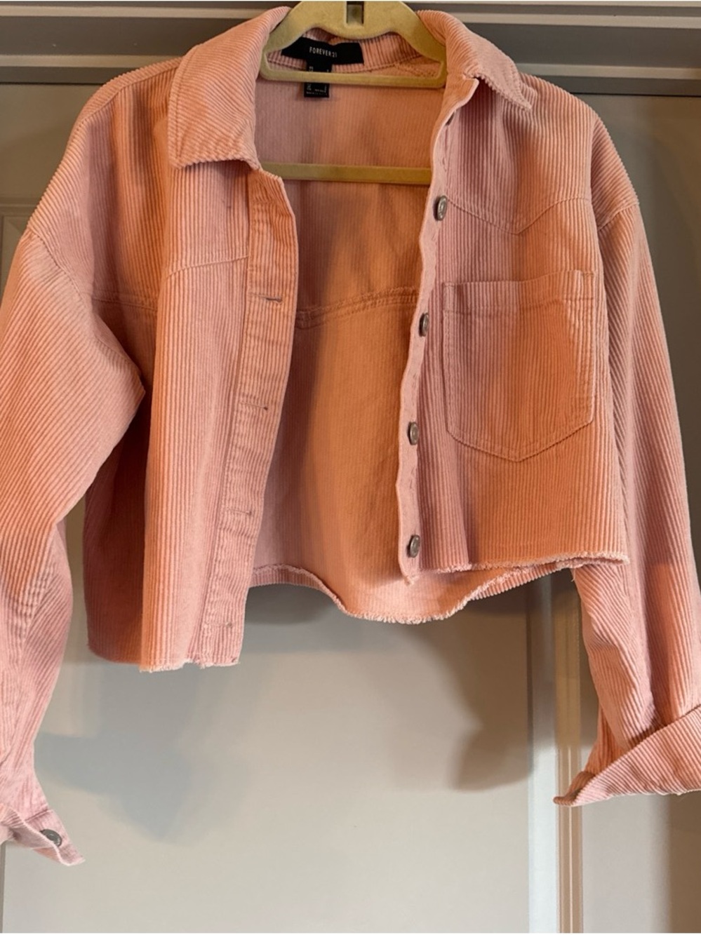 Forever 21 Blush Pink Corduroy Cropped Jacket
